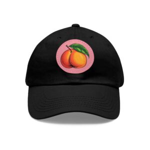 Peach Patch Dad Hat — Round Leather Peach Logo Baseball Cap